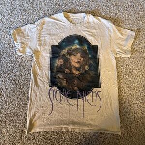 LF White Stevie Nicks Short Sleeve Graphic Tee with Multicolor Print